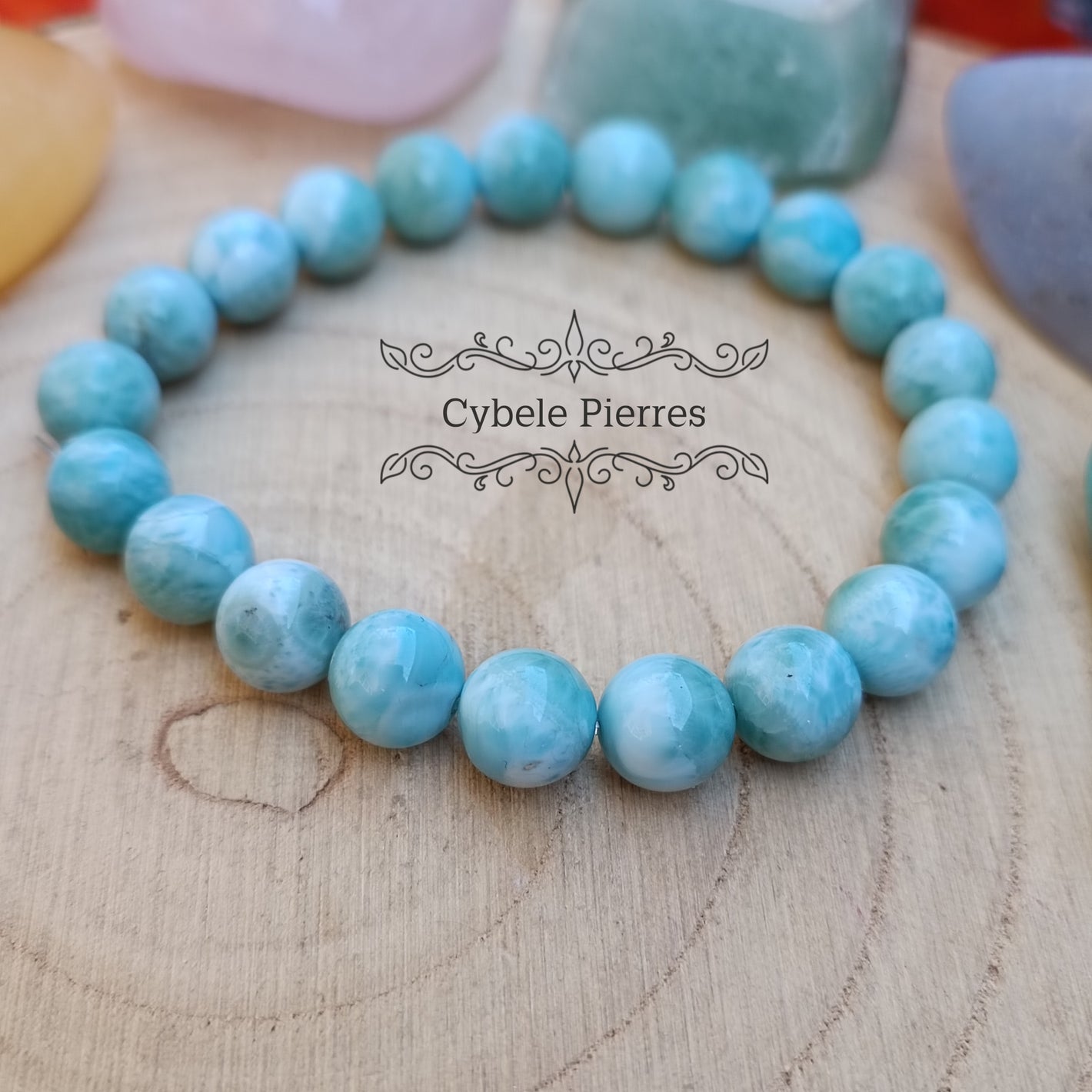 Bracelet Larimar (Pectolite bleue) (9mm) - 18cm et 19cm