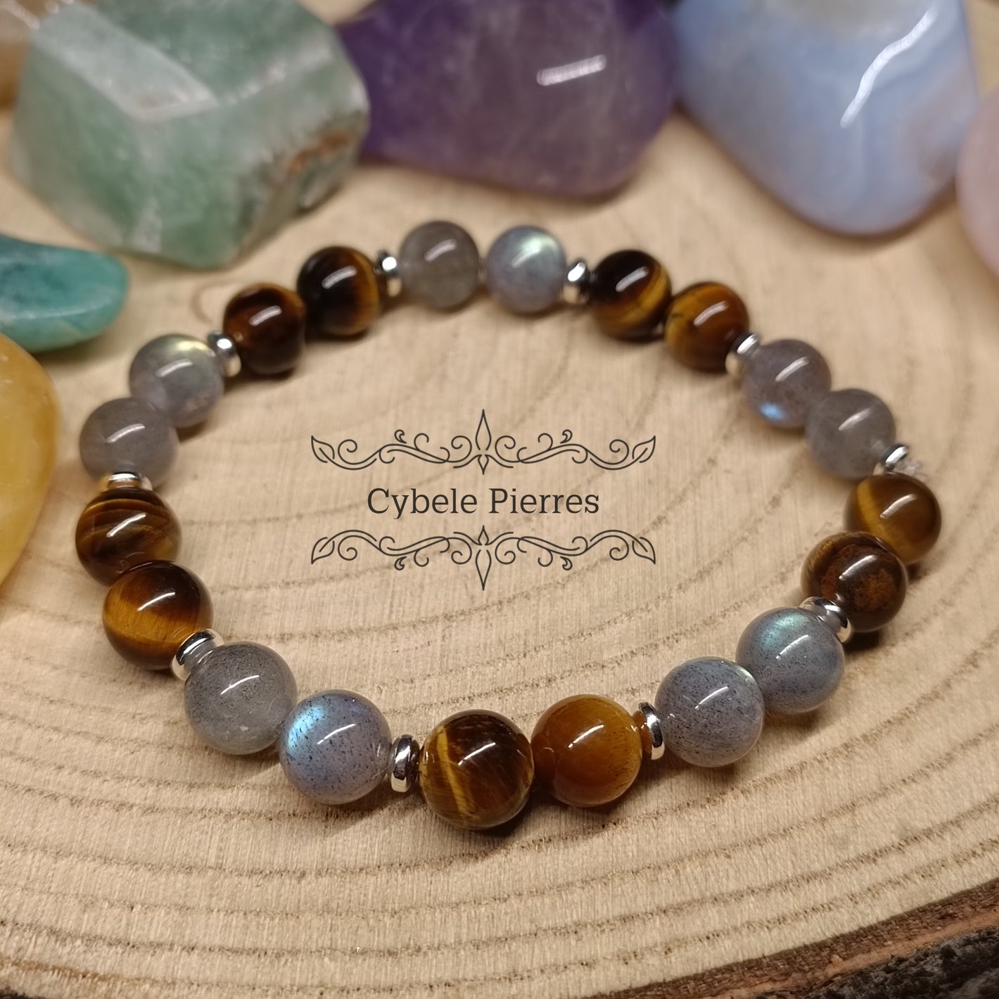 Bracelet labradorite oeil de tigre