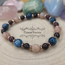 Charger l&#39;image dans la galerie, Bracelet Marquise - Grenat, Pierre de Soleil et Cyanite (6 et 8mm)- 18cm