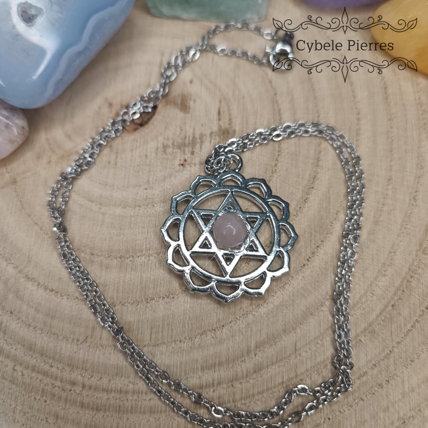 Pendentif 4ème Chakra - Quartz Rose