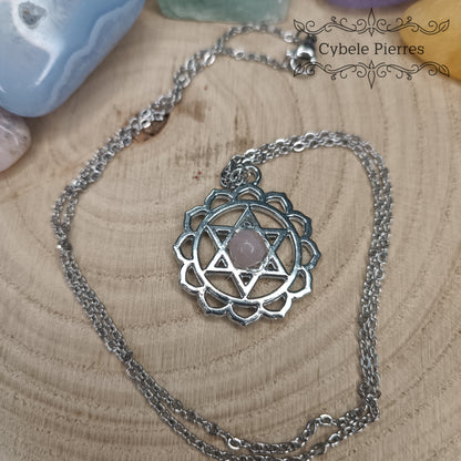 Pendentif 4ème Chakra - Quartz Rose