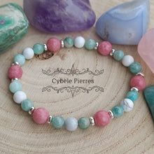 Charger l&#39;image dans la galerie, Bracelet Radieux - Howlite, Thulite et Amazonite (6 et 8 mm) - 18cm