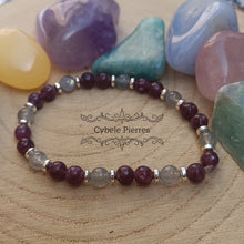 Charger l&#39;image dans la galerie, Bracelet On se repose - Labradorite et Lépidolite (6mm) - 18cm