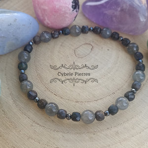 Bracelet Originalité  - Opale et Labradorite (3 et 6mm) - 18cm