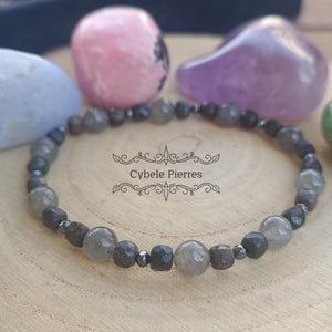 Bracelet Originalité  - Opale et Labradorite (3 et 6mm) - 18cm