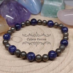 Bracelet Nouvelle chance - Charoïte et Pyrite (6 et 8mm) - 19cm