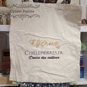 Tote-bag By Cybelepierres - Lune et Cristaux dorés