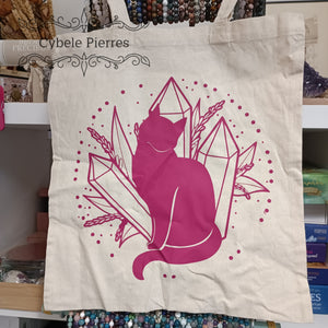 Tote-bag By Cybelepierres - Chats et Cristaux roses