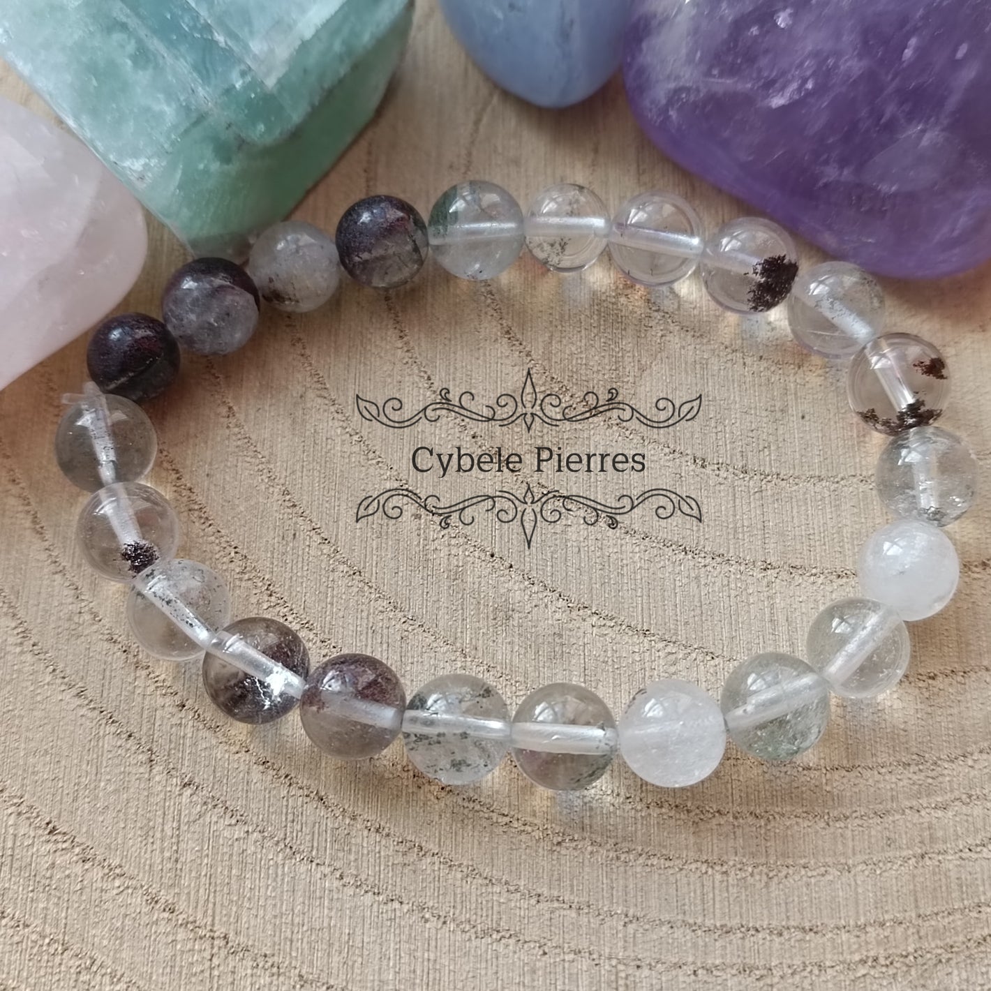 Bracelet  Quartz Lodolite (8mm) -17cm