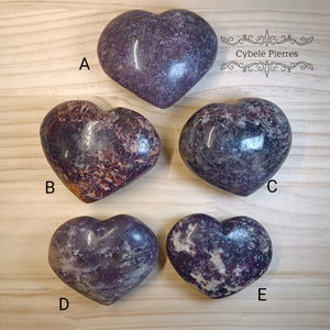 Coeur Lépidolite 7-8 cm (A choisir)