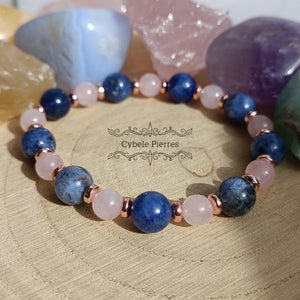 Bracelet Cupidon – Sodalite & Quartz Rose (6 mm & 8 mm) - 17 cm | Confiance et Douceur