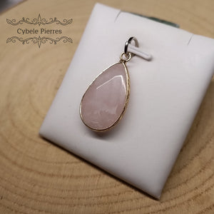 Pendentif Goutte - Quartz Rose (3cm)