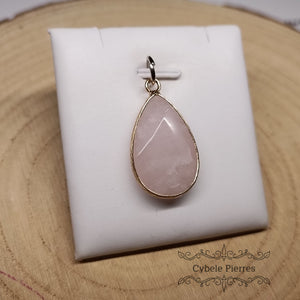 Pendentif Goutte - Quartz Rose (3cm)