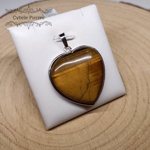 Pendentif Coeur - Oeil de tigre (3cm)