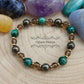 Bracelet Force de la Nature- Chrysocolle, Quartz fumé et Pyrite (6 et 8mm) - 18cm