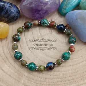 Bracelet Déblocage et Réconfort -Chrysocolle et Unakite (6 et 8mm)- 18cm