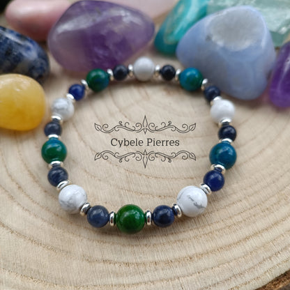 Bracelet Innocence- Sodalite, Howlite et Chrysocolle (6mm et 8mm) - 18cm