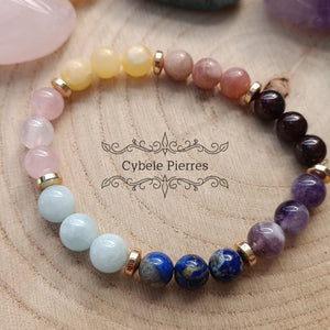 #4 Bracelet Pastel  "7 Chakras"  (8mm) - 19cm