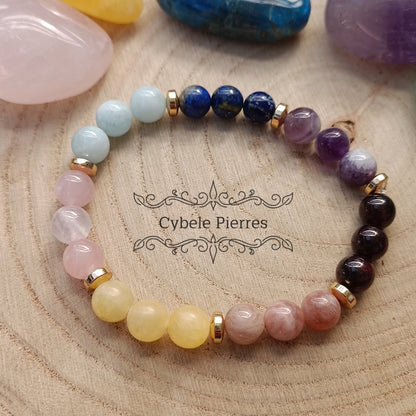 #4 Bracelet Pastel  "7 Chakras"  (8mm) - 19cm