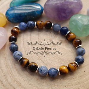 Bracelet Sodalite & Œil de Tigre (8 mm) - 18 cm | Confiance et Clarté