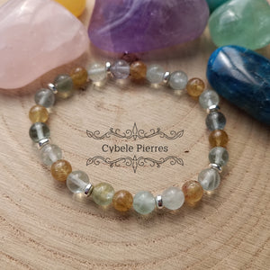 Bracelet Apprentissage : Fluorine et  Apatite jaune (6mm) - 17cm