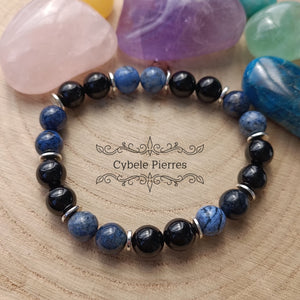 Bracelet Déblocage et Franchise - Dumortièrite et Tourmaline (8mm) - 18cm