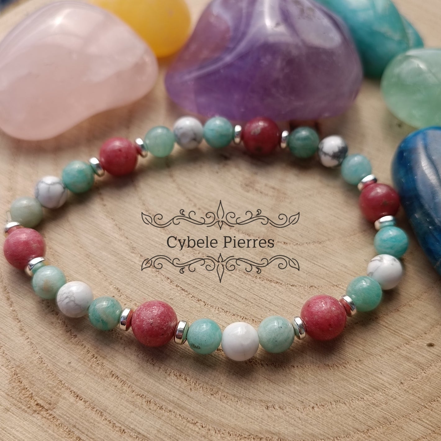 Bracelet Radieux - Howlite, Thulite et Amazonite (6 et 8 mm) - 18cm