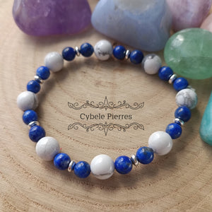 Bracelet Lapis-Lazuli et Howlite (6mm et 8mm) - 18cm