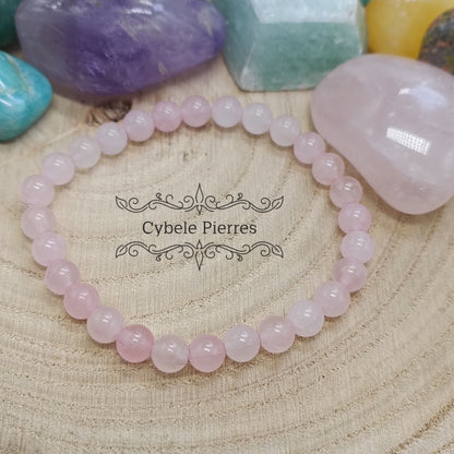 Bracelet Quartz rose (6mm) - 18cm