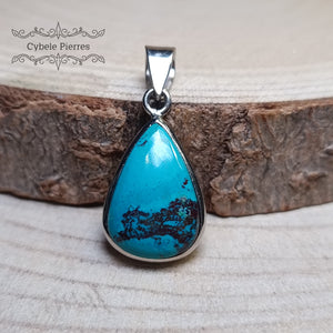 A- Pendentif Chrysocolle goutte- Argent 0.925