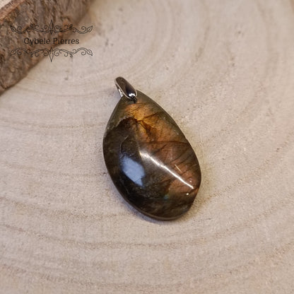 Pendentif Labradorite (2cm) -Argent Rhodié 0.925