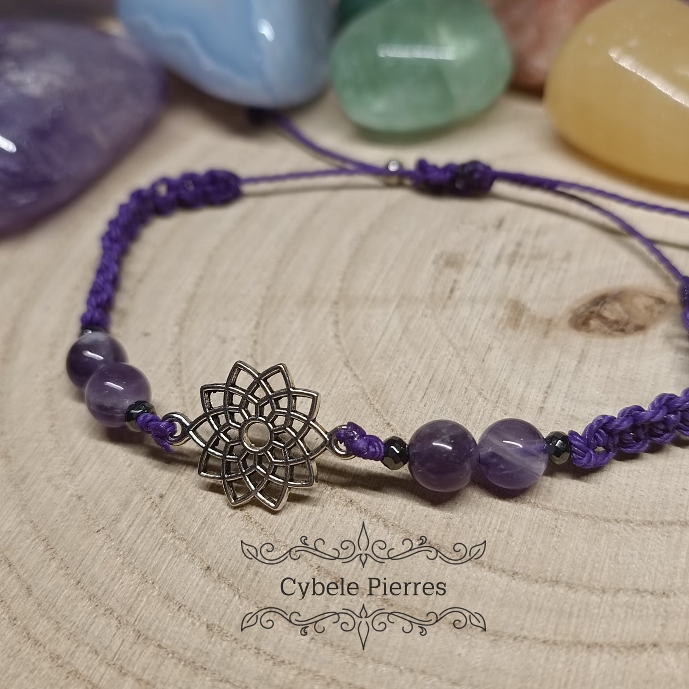 Bracelet Chakra Coronal - Améthyste (réglable)