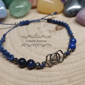 Bracelet Chakra 3eme Oeil - Lapis-lazuli (réglable)