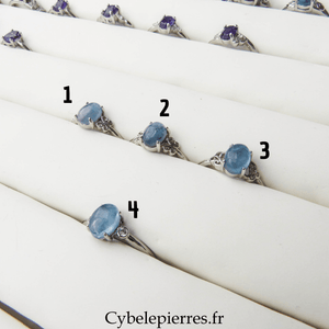 Bague Aigue - marine - 10mm | Communication et Sérénité - Cybele Pierres