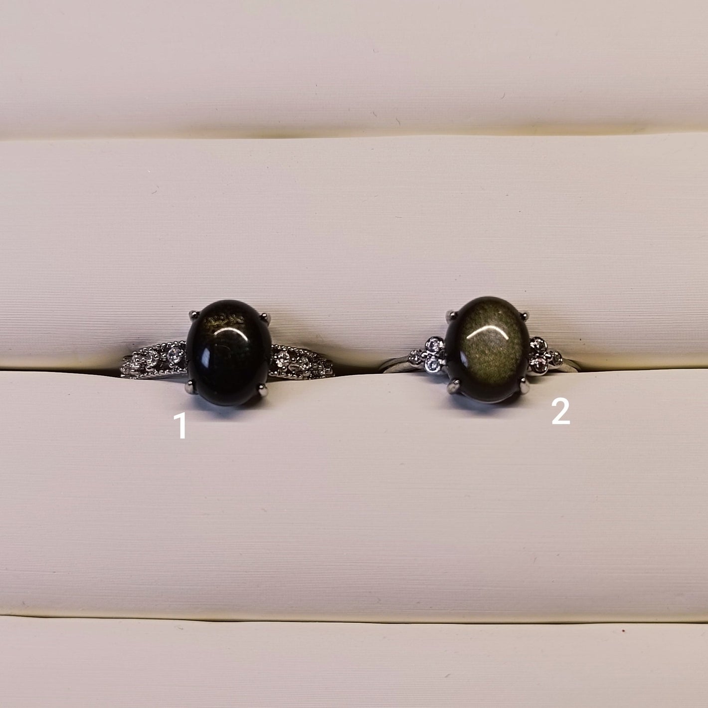 Bague Obsidienne Dorée - 10mm - Cybele Pierres