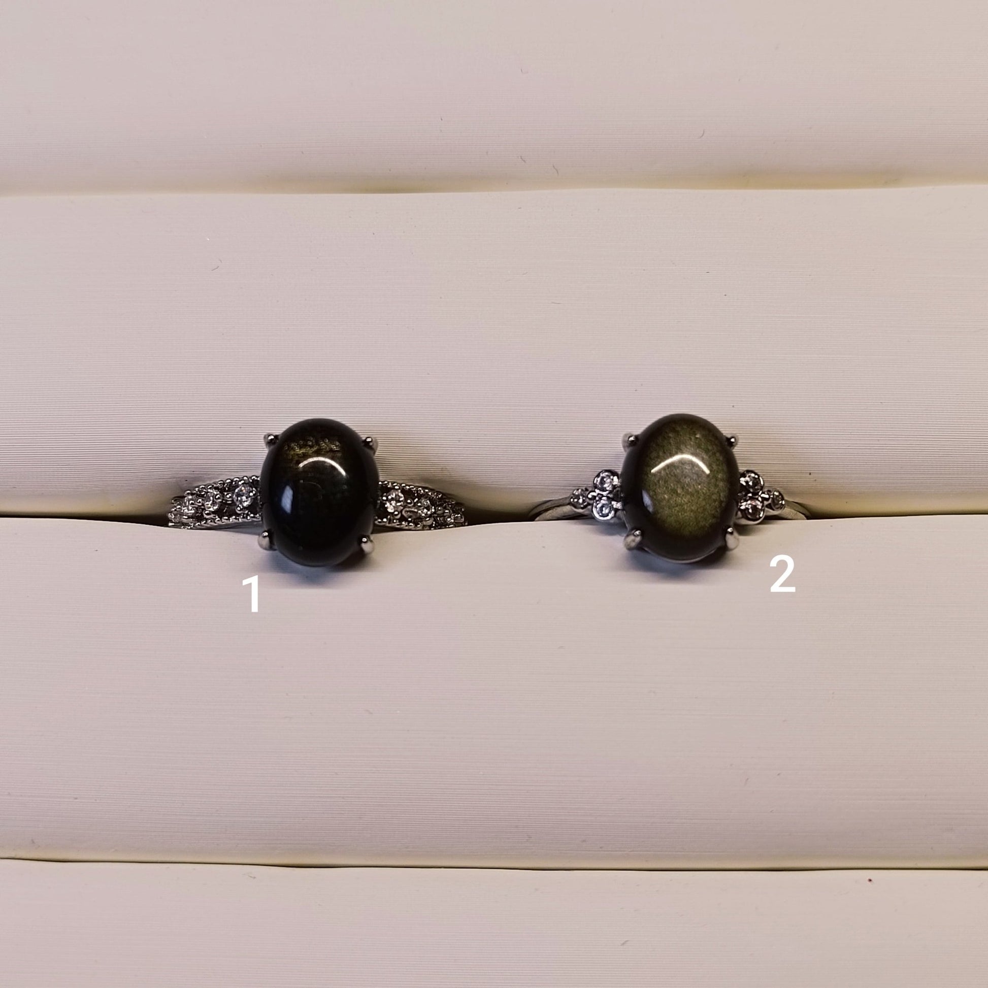 Bague Obsidienne Dorée - 10mm - Cybele Pierres