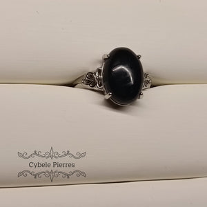 Bague Obsidienne noire - 10mm - Cybele Pierres
