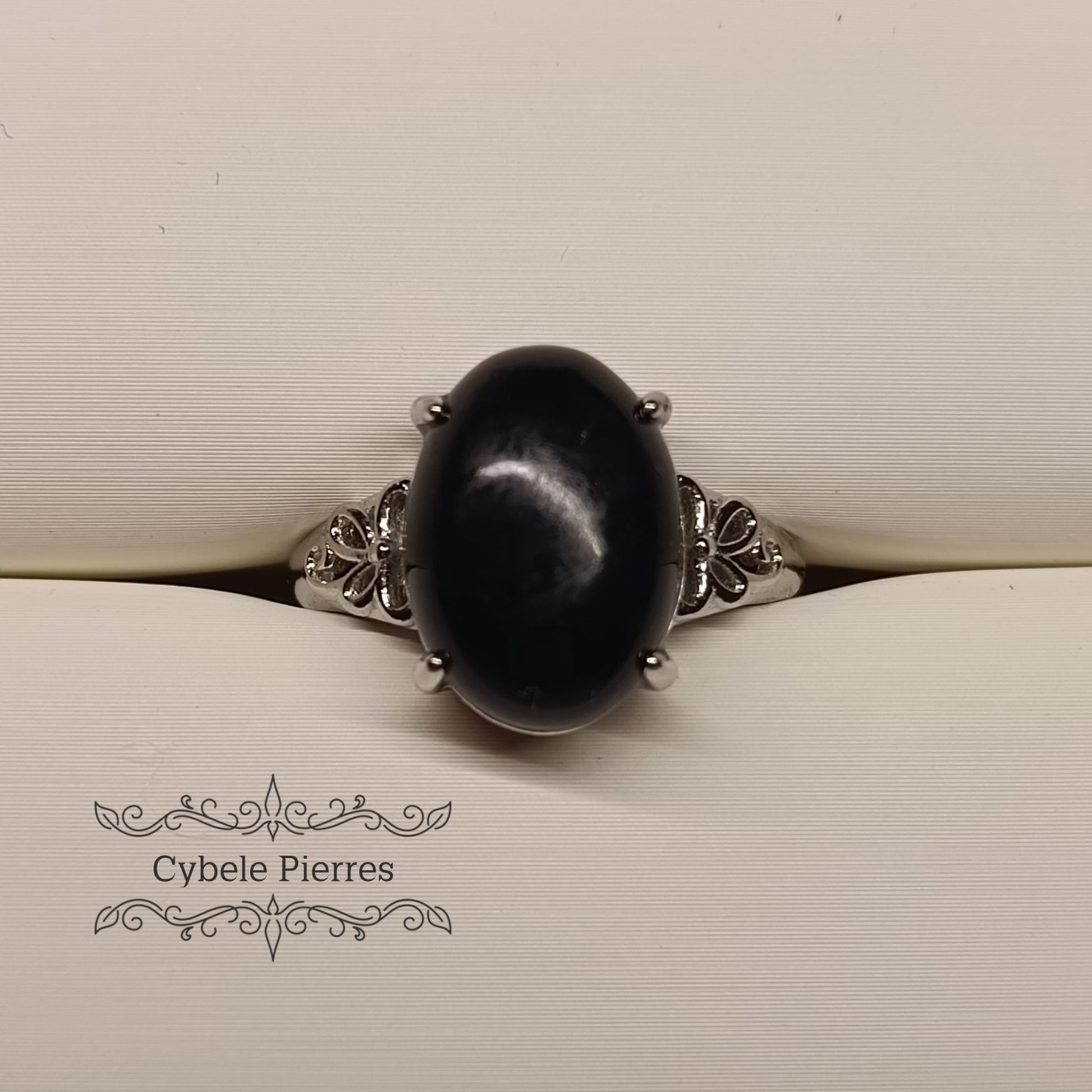 Bague Obsidienne noire - 10mm - Cybele Pierres