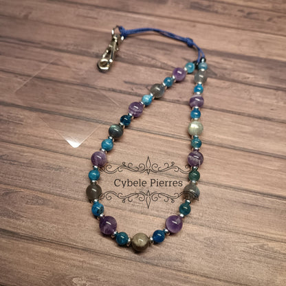 Bijou de téléphone Améthyste, Apatite et Labradorite - Cybele Pierres