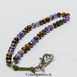 Bijou de téléphone Améthyste et Œil de Tigre - Cybele Pierres