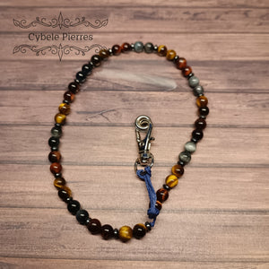 Bijou de téléphone Œil de Tigre, Œil de Taureau et Œil de Faucon - Cybele Pierres