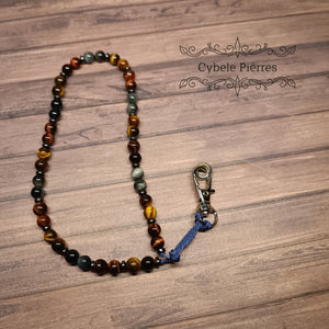 Bijou de téléphone Œil de Tigre, Œil de Taureau et Œil de Faucon - Cybele Pierres