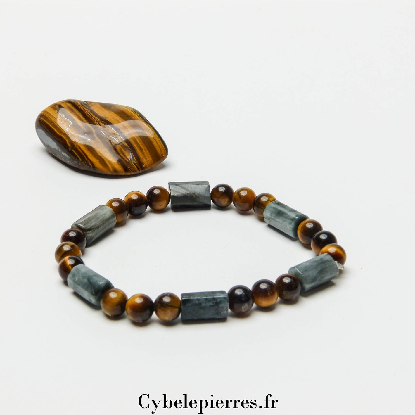 Bracelet Nouvelles Idées - Œil de Faucon et Œil de Tigre (6 et 10mm) - 18cm | Clarté et Détermination