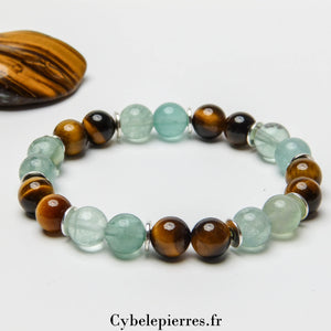 Bracelet Lyrique – Fluorite & Œil de Tigre (8 mm) - 18 cm | Clarté et Protection