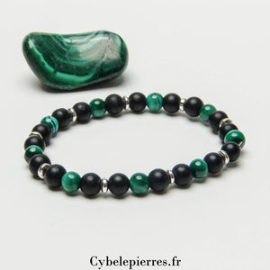 Bracelet Soutien – Malachite et Onyx (6 mm) - 17 cm | Confiance et Stabilité