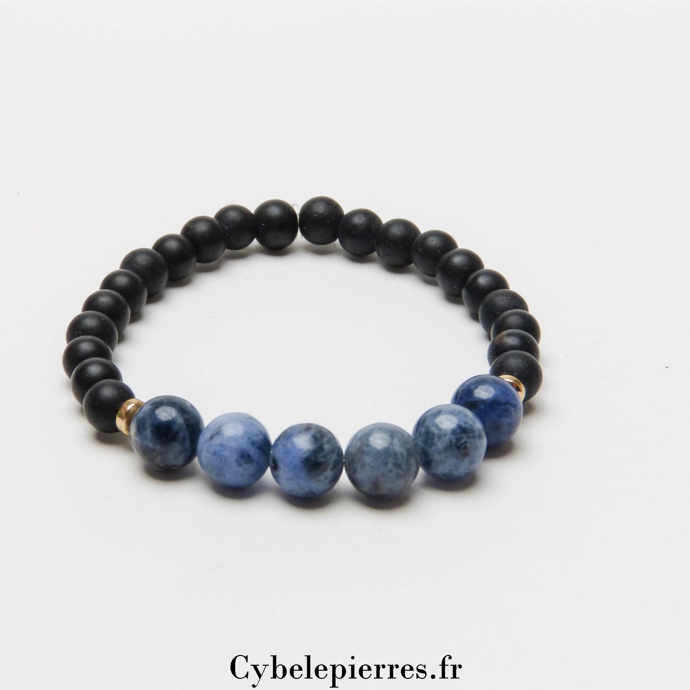 Bracelet 6ᵉ Chakra "Frontal" – Sodalite, Onyx & Hématite (8 mm) - 17 cm | Clarté Mentale et Intuition