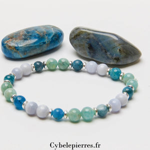 Bracelet Océan – Apatite, Amazonite & Calcédoine Bleue (6mm) | Sérénité et Créativité