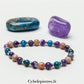 Bracelet Lueur d'été – Améthyste, Apatite bleue et Pierre de Soleil (6mm) – 18cm | Vitalité et Équilibre