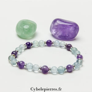 Bracelet Concentration - Améthyste et Fluorine Bleue (6mm) - 18 cm | Clarté et Focus
