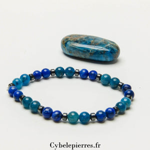 Bracelet Atlas - Lapis-Lazuli et Apatite bleue (6mm) – 18 cm | Clarté d'esprit et Communication